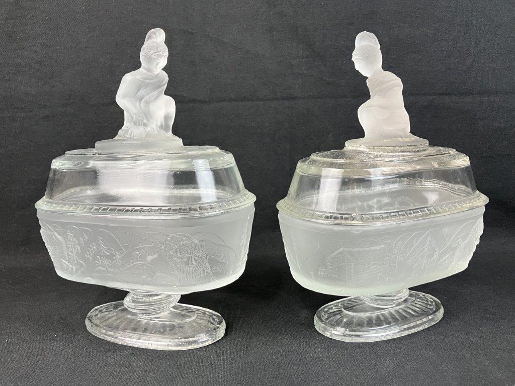 Two L.G. Wright Westward Ho Covered Oval Compotes - 2