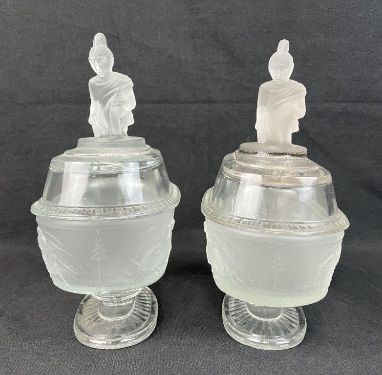 Two L.G. Wright Westward Ho Covered Oval Compotes - 4
