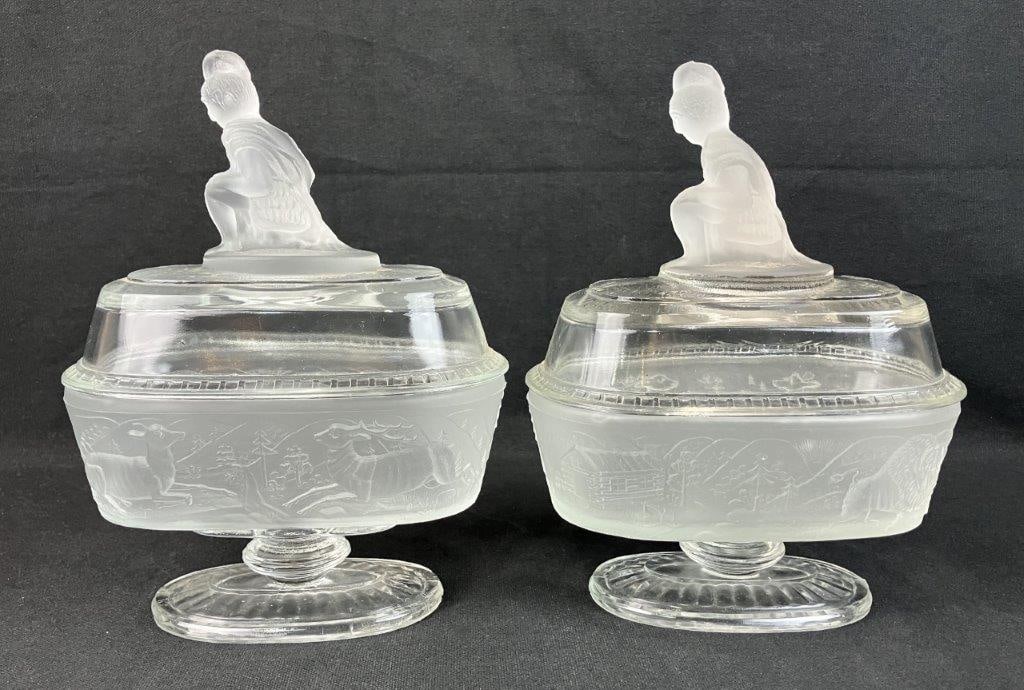 Two L.G. Wright Westward Ho Covered Oval Compotes - 6