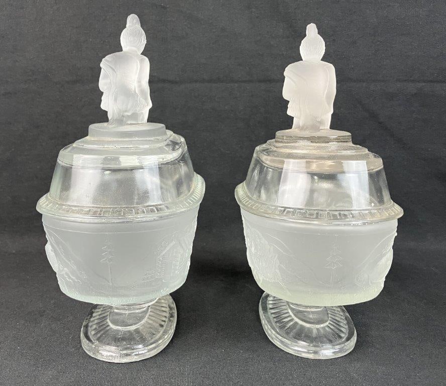 Two L.G. Wright Westward Ho Covered Oval Compotes - 9