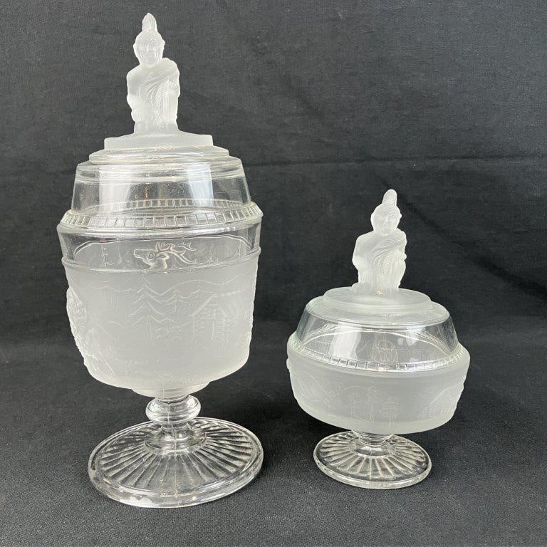 L.G. Wright Westward Ho Glass Sugar Bowl and Compote - 2