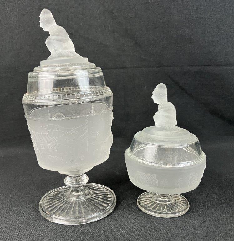 L.G. Wright Westward Ho Glass Sugar Bowl and Compote - 3