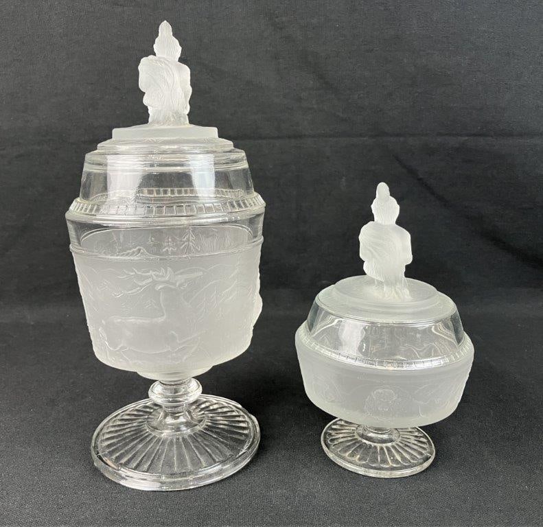 L.G. Wright Westward Ho Glass Sugar Bowl and Compote - 4