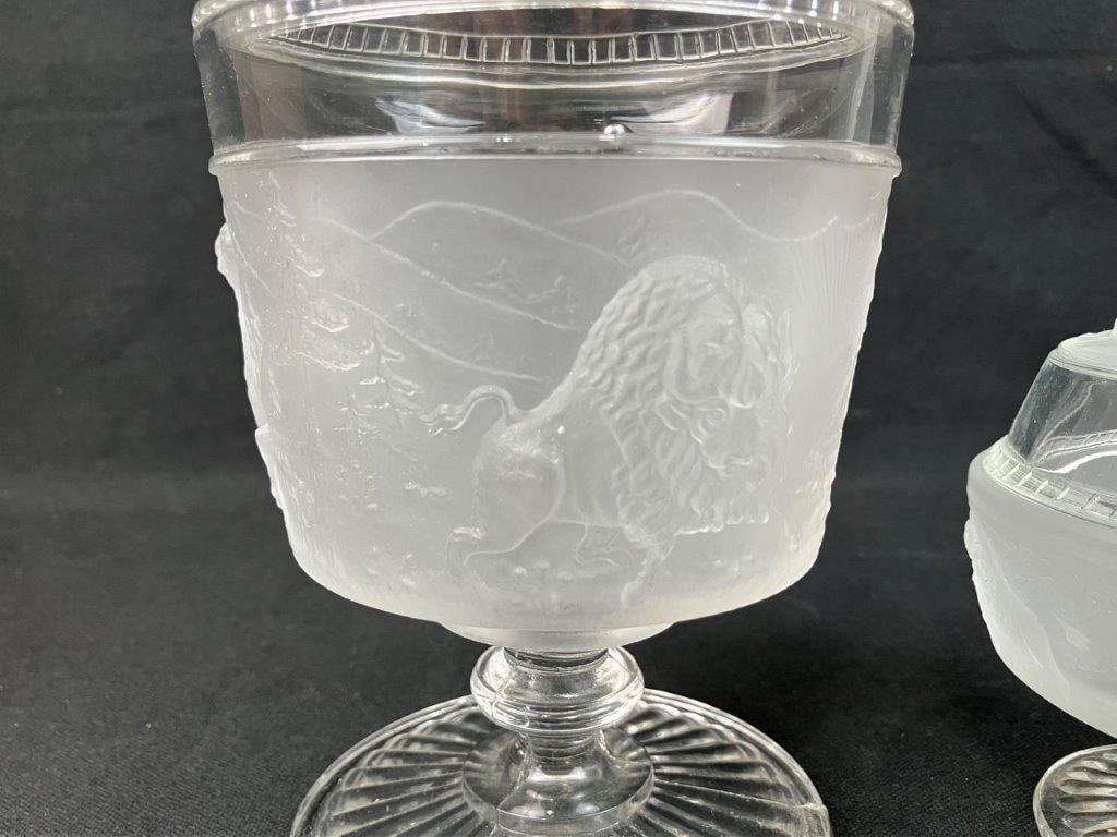 L.G. Wright Westward Ho Glass Sugar Bowl and Compote - 6