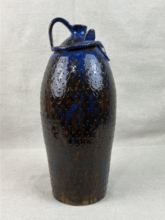 Mike Ledford Owl Folk Art Pottery Jug - 7