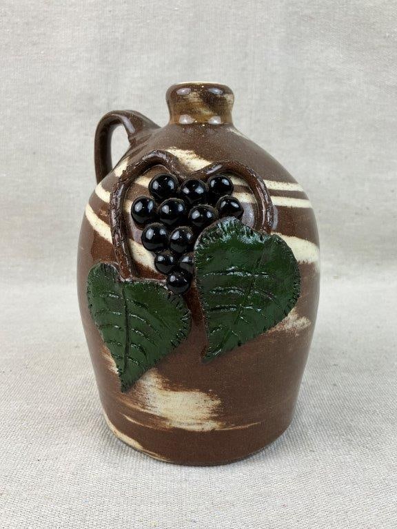 Johnathan Ervin Grape and Vine Swirl Pottery Jug - 2