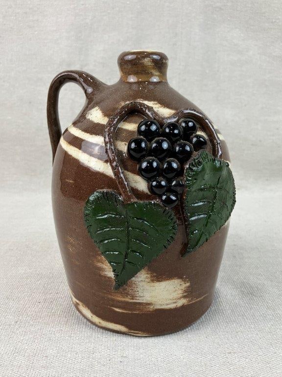 Johnathan Ervin Grape and Vine Swirl Pottery Jug - 3