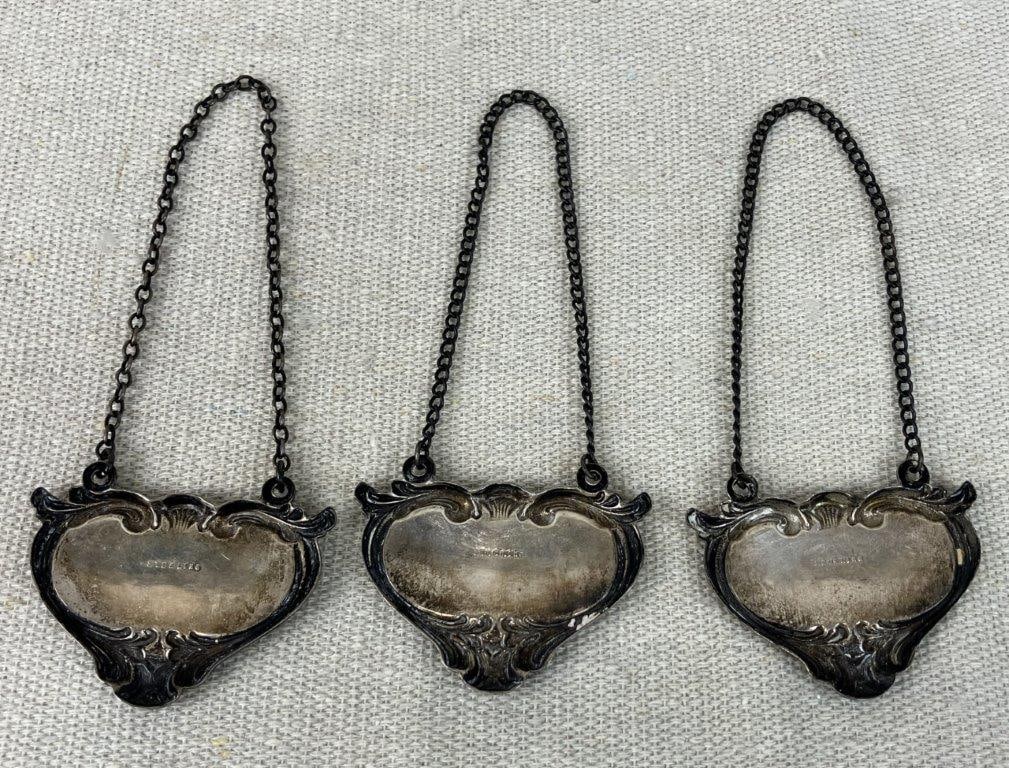 Trio of Sterling Silver Drink Tags - 5