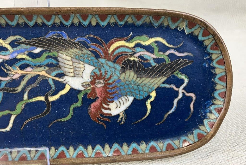 Chinese Cloisonne Phoenix Tray - 2