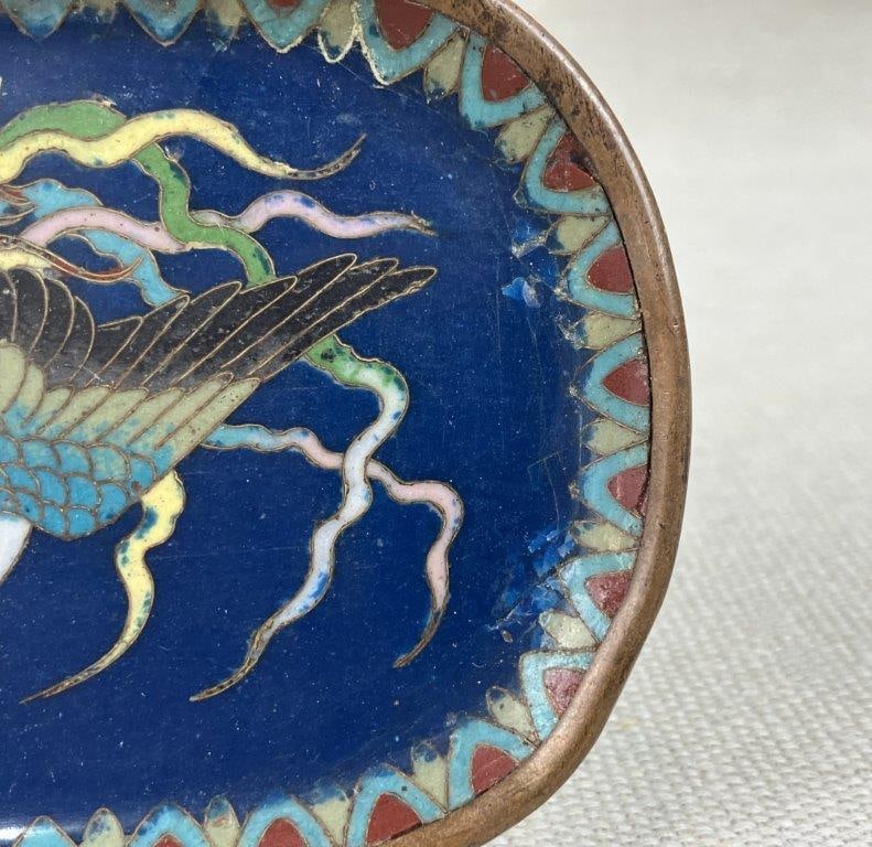 Chinese Cloisonne Phoenix Tray - 5