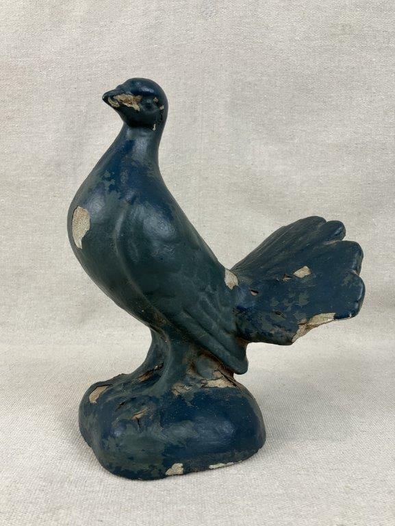 Figural Dove Lawn Ornament: Charming figural lawn ornament features a graceful, naturalistic dove form cast in durable concrete, offering an enchanting touch of classic garden artistry. The sculpture is enveloped in a rich,