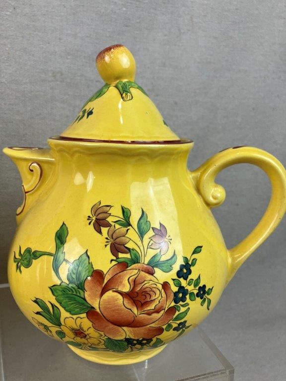 Luneville France Old Strasbourg Jaune Louis XV Faience Tea Service - 6