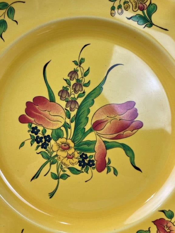 Luneville France Old Strasbourg Jaune Louis XV Faience Plates - 7