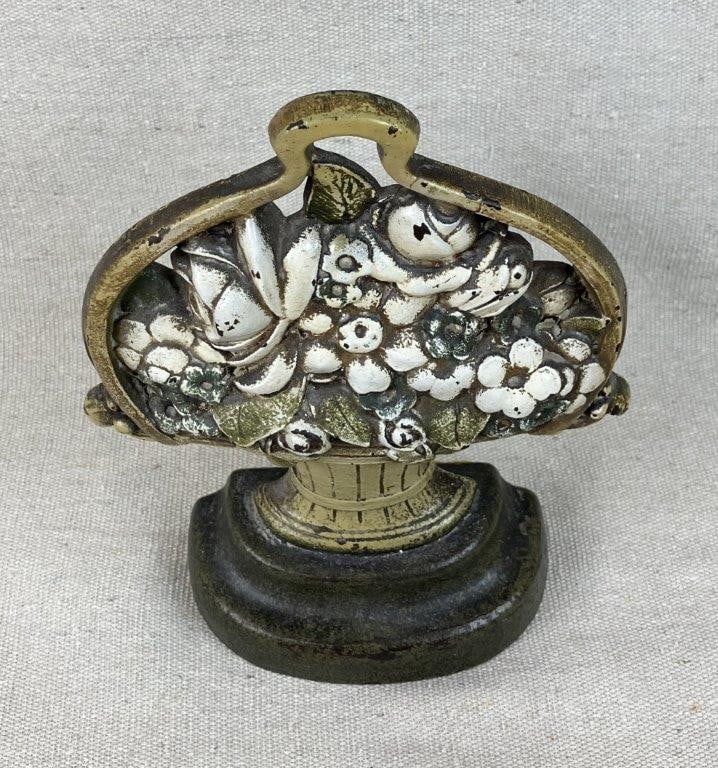 Antique Flower Basket Doorstop - 2