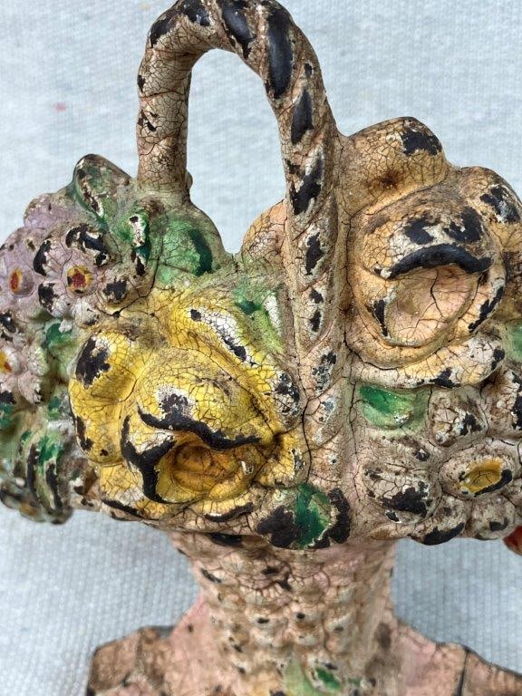 Hubley Cast Iron Basket of Roses Doorstop - 2