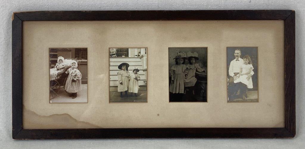 Late 19th Century Photographs of Children: Four framed late 19th century photographs depicting portraits of children from the Schumacher family. The first photograph shows Pauline Schumacher (1895) and her sister Eleanor (1894), with Eleanor