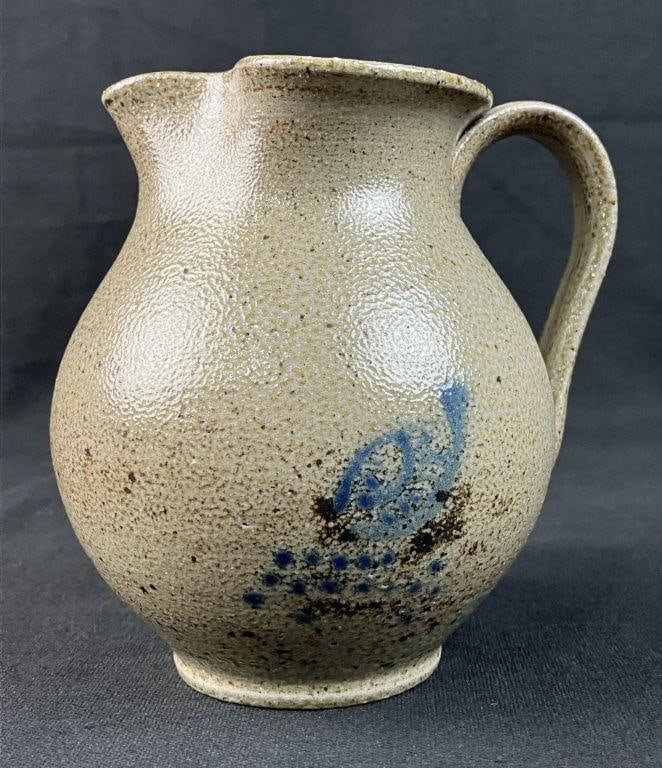 Jugtown Pottery Salt-Glaze Cobalt Pitcher - 2