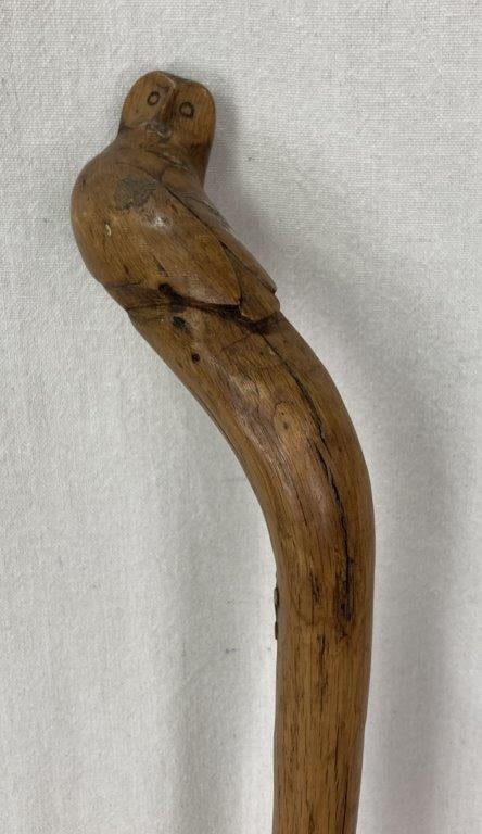 Folk Art Carved Owl Cane - 2
