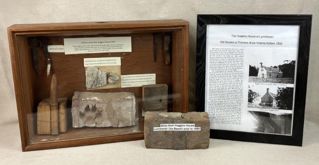 Historic Huggins House Artifacts Prior to 1692: Remarkable assemblage of architectural history preserves the physical legacy of the Huggins House, a significant structure once located near the Lynnhaven River in Princess Anne, Virginia, dating to