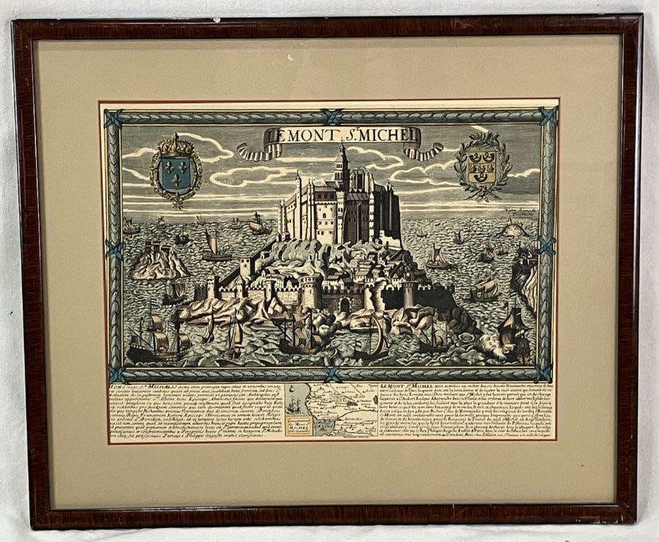 Early 20th-Century, Mont-Saint-Michel, Hand-Colored Lithograph (1 of 6)