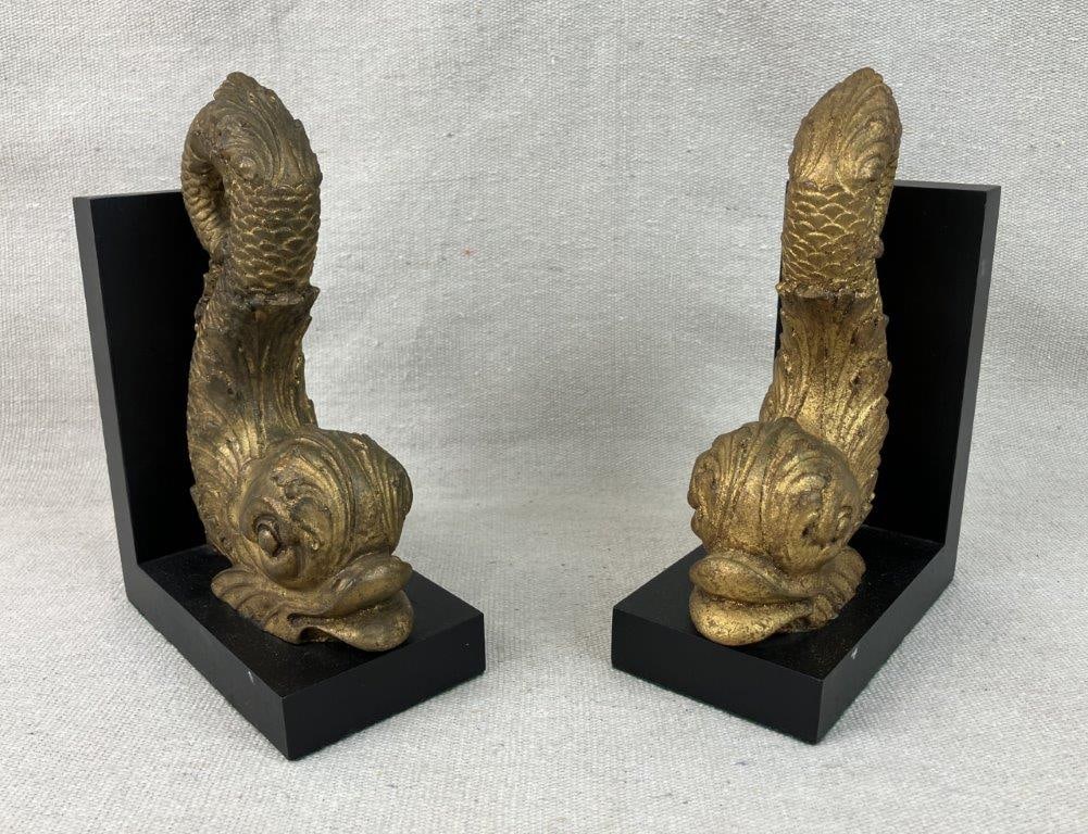 Pair of Renaissance Style Gilt Dolphin Bookends (1 of 7)