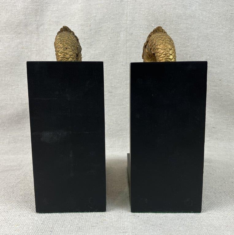 Pair of Renaissance Style Gilt Dolphin Bookends - 4