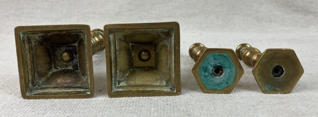 Brass Leaf Dish and Small Candlesticks Grouping - 11