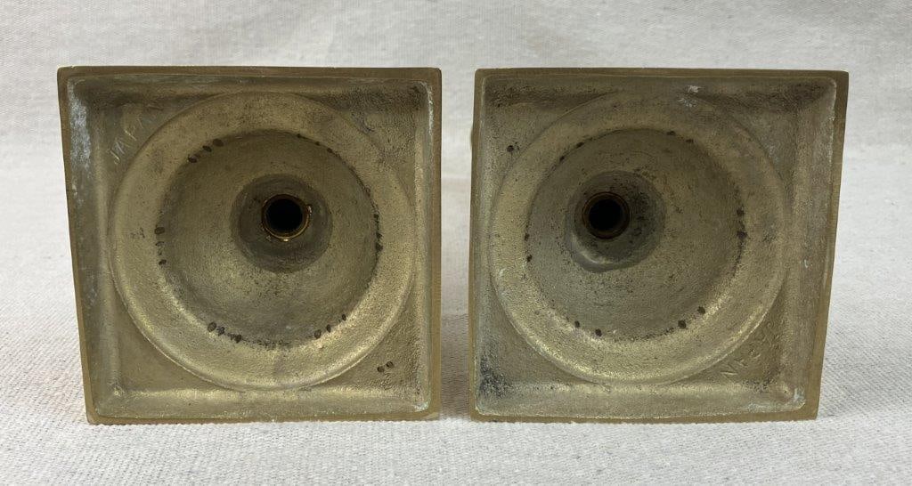 Pair of Neoclassical Style Brass Candlesticks - 7