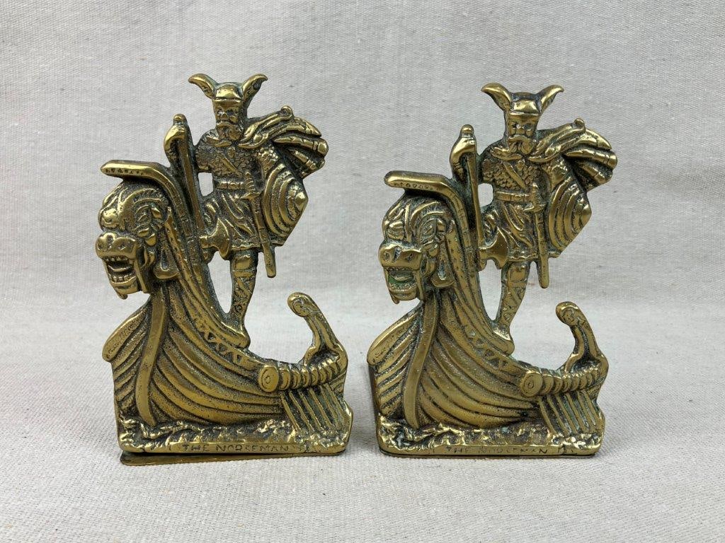 Pair of Brass Sailing Norseman Bookends (1 of 6)