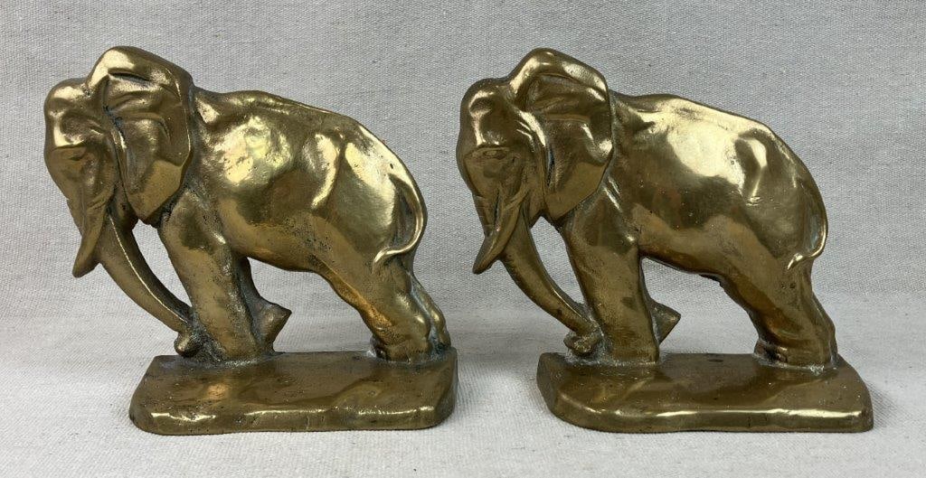 Pair of Brass Elephant Bookends (1 of 7)
