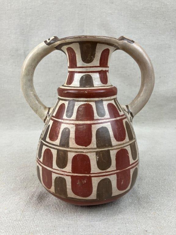 Chilean Hand-Painted Terracotta Studio Pottery Vase - 6