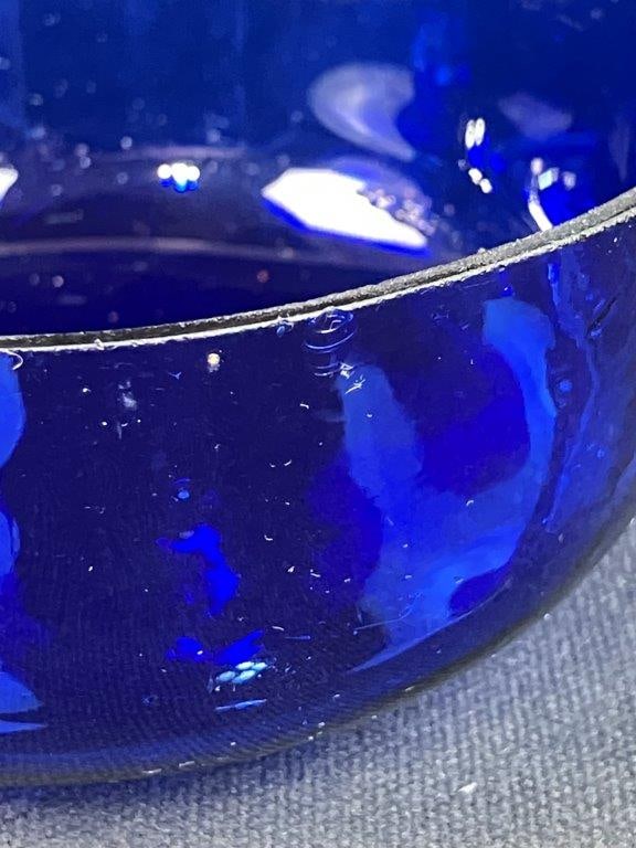 Silver Plate Cobalt Glass Pedestal Bowl - 3
