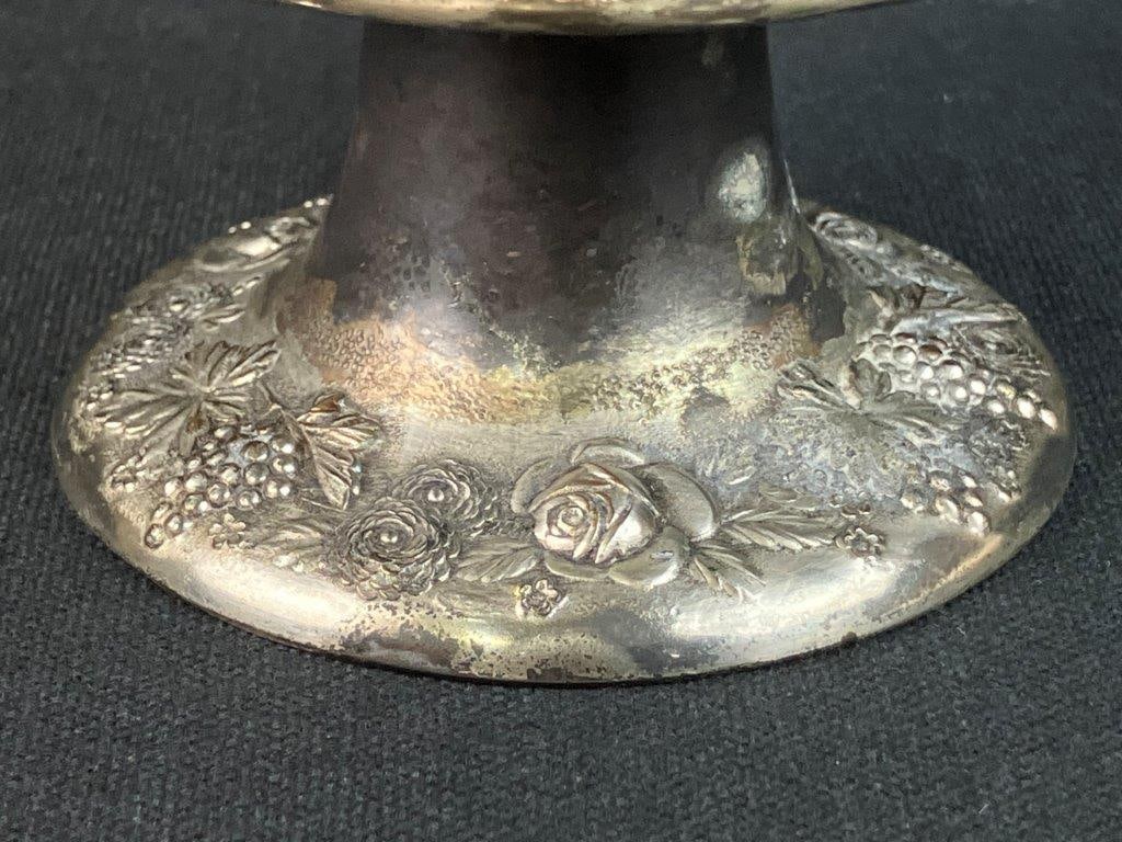 Silver Plate Cobalt Glass Pedestal Bowl - 5