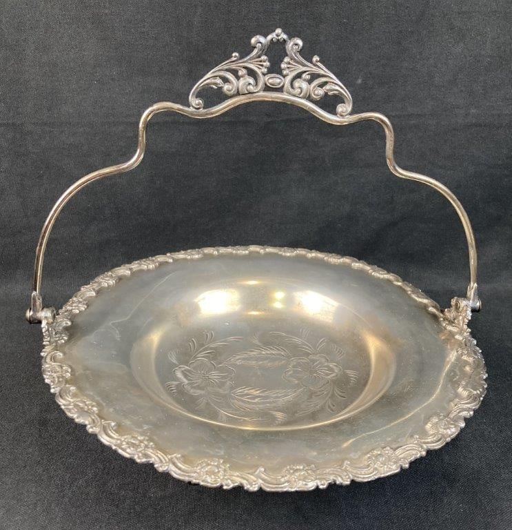Poole Silver Company Silver Plate Wedding Basket (1 of 9)
