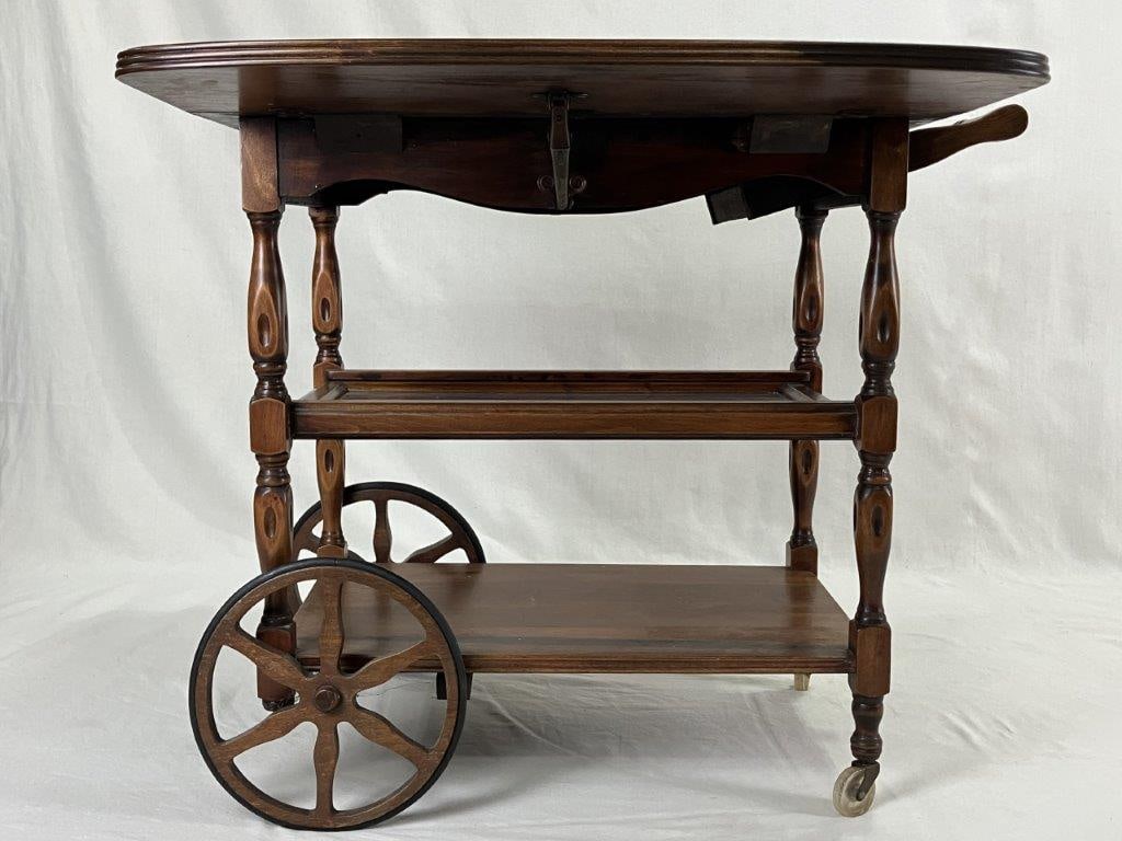 Vintage Mahogany Tea Cart - 6