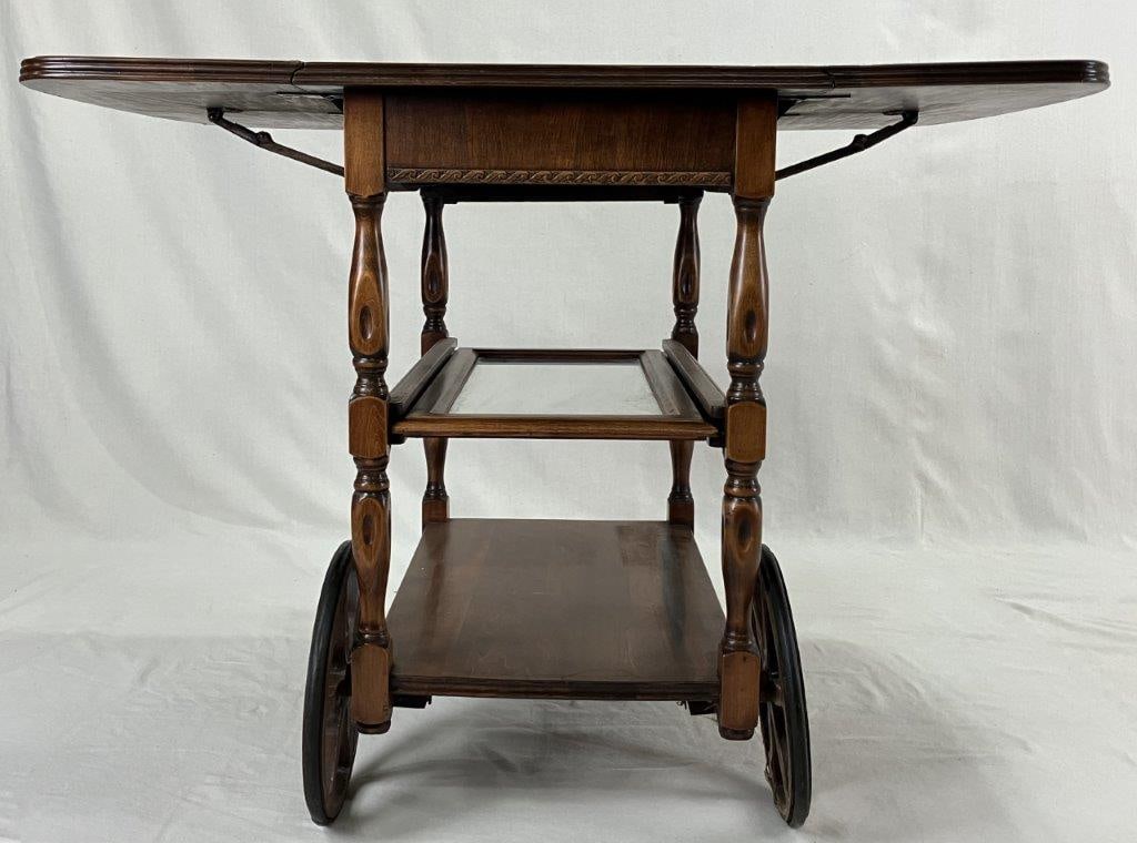 Vintage Mahogany Tea Cart - 9