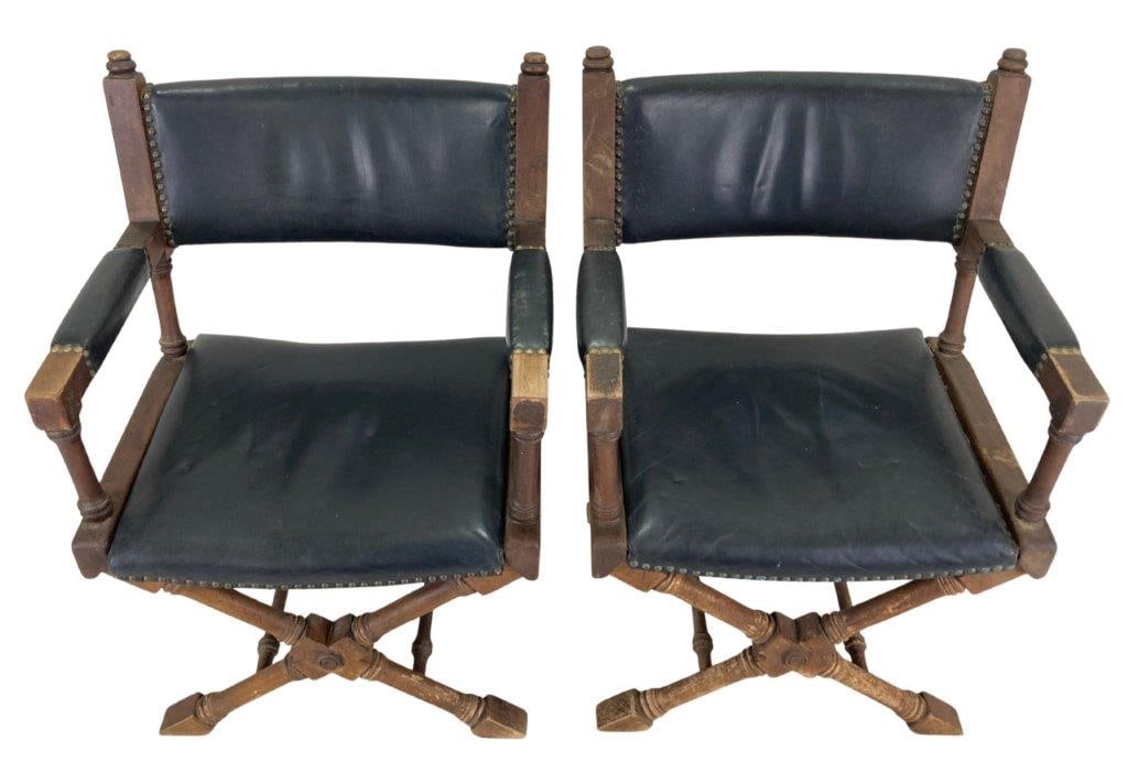 Four Renaissance Revival X-Frame Armchairs - 2