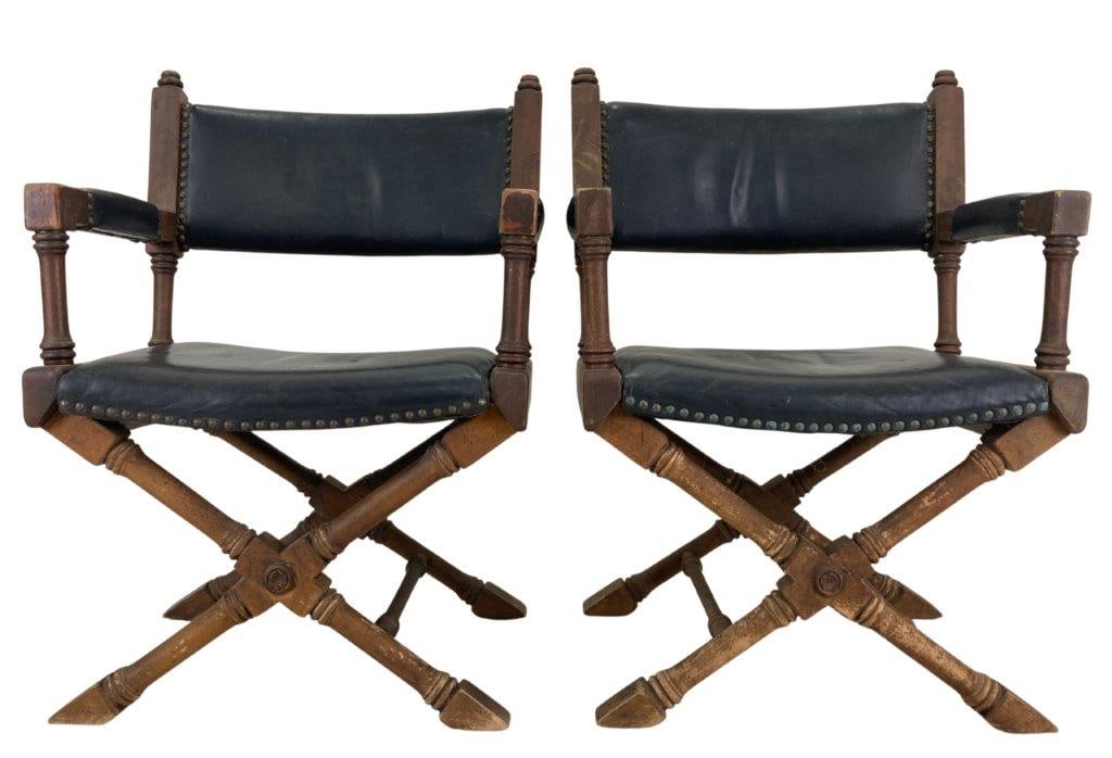 Four Renaissance Revival X-Frame Armchairs - 3