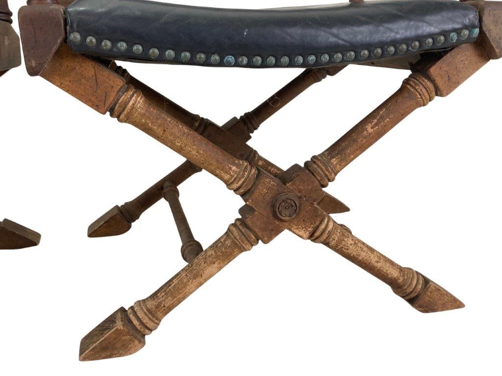 Four Renaissance Revival X-Frame Armchairs - 4