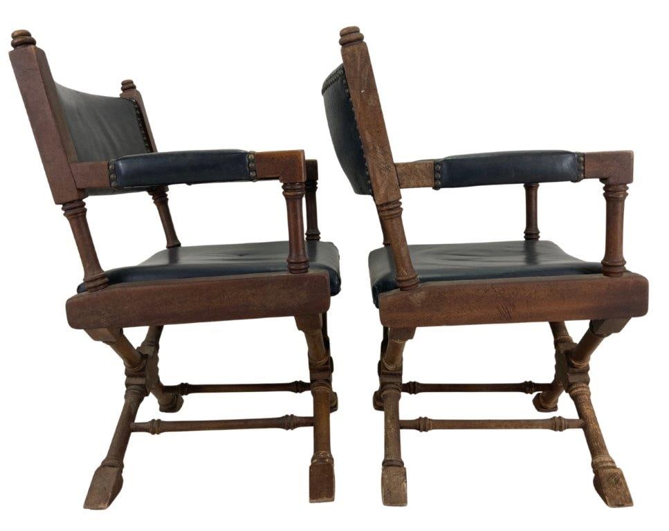 Four Renaissance Revival X-Frame Armchairs - 5