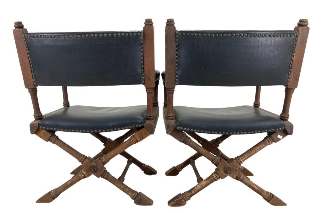 Four Renaissance Revival X-Frame Armchairs - 6
