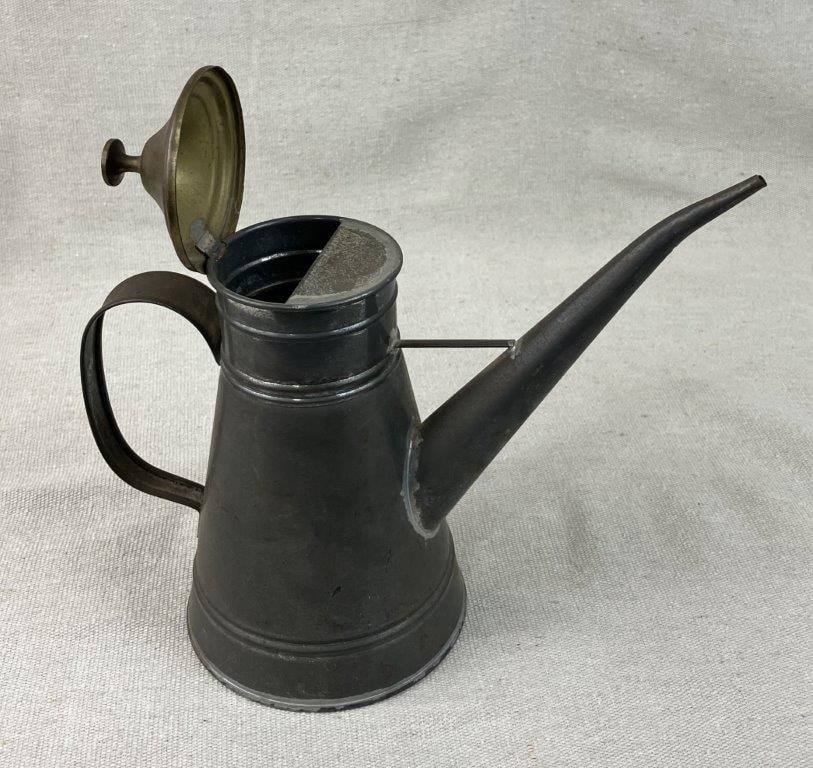Tin and Brass Oil Pitcher - 3