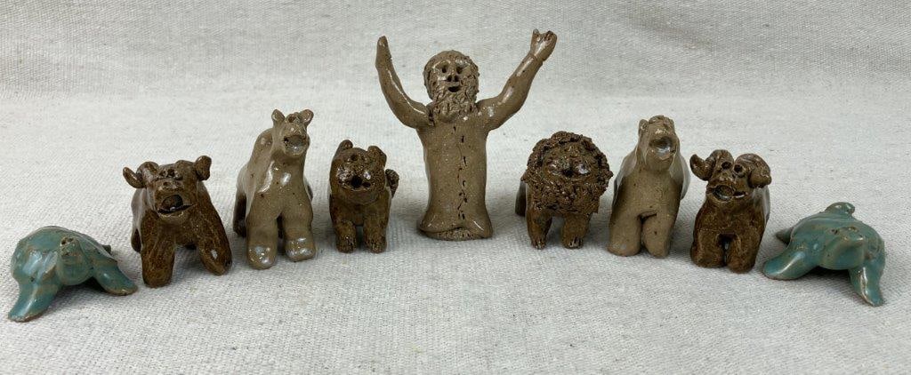 Studio Pottery Noah and Animal Figurines - 2