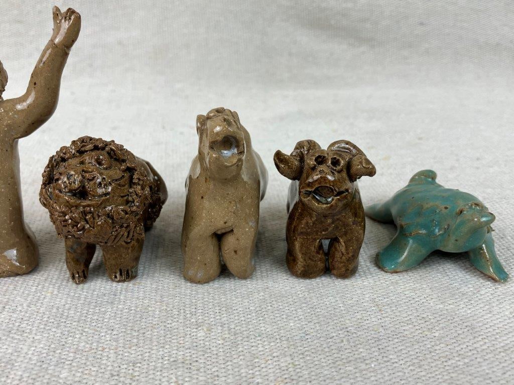 Studio Pottery Noah and Animal Figurines - 5