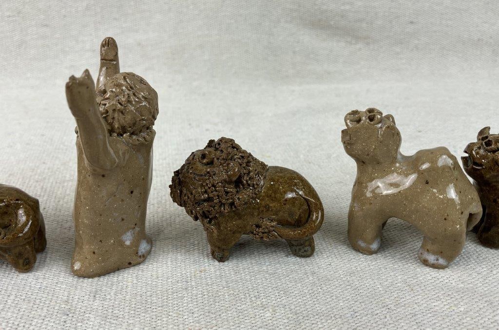 Studio Pottery Noah and Animal Figurines - 7
