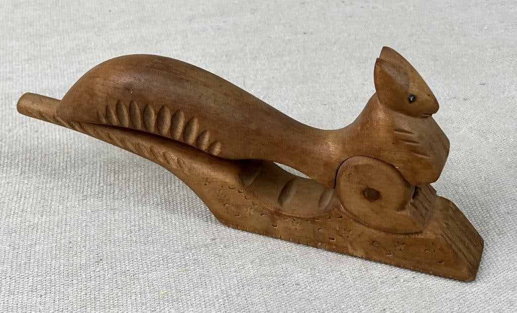 Folk Art Carved Squirrel Nutcracker - 2