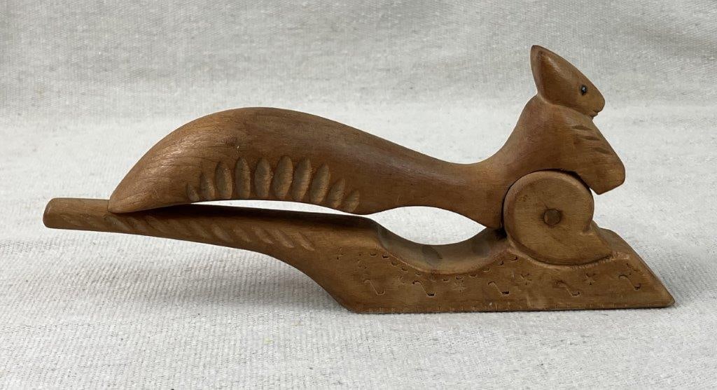 Folk Art Carved Squirrel Nutcracker - 3