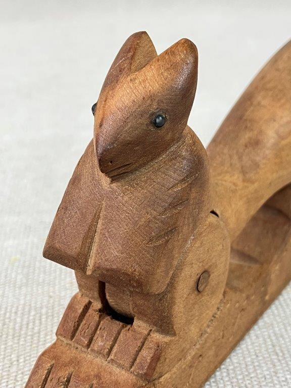 Folk Art Carved Squirrel Nutcracker - 7