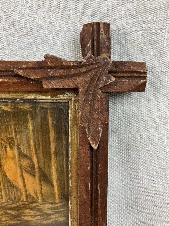 19th-Century Oleograph in Carved Criss-Cross Frame - 3