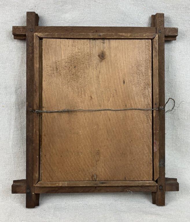 19th-Century Oleograph in Carved Criss-Cross Frame - 4